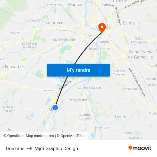 Douzans to Mjm Graphic Design map