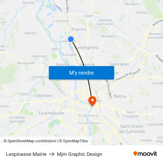 Lespinasse Mairie to Mjm Graphic Design map