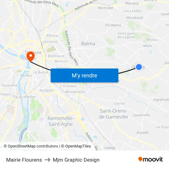 Mairie Flourens to Mjm Graphic Design map