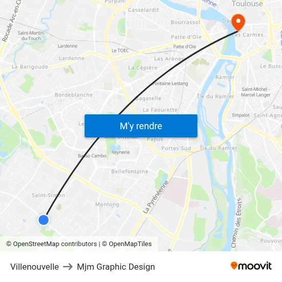 Villenouvelle to Mjm Graphic Design map