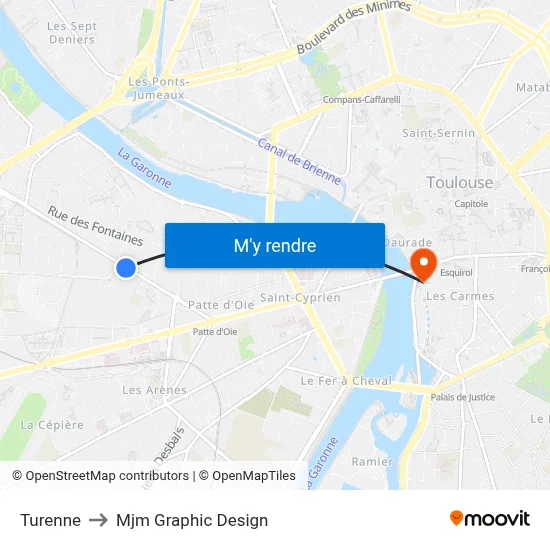 Turenne to Mjm Graphic Design map