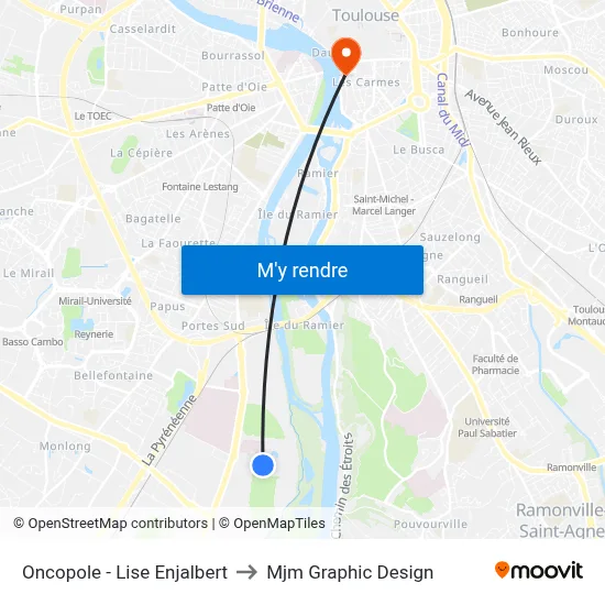 Oncopole - Lise Enjalbert to Mjm Graphic Design map