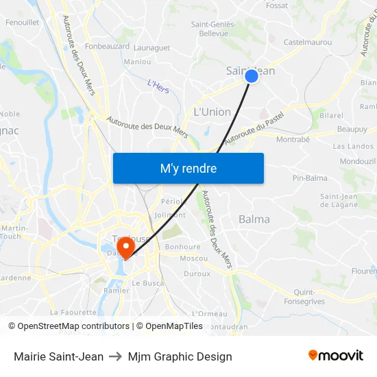Mairie Saint-Jean to Mjm Graphic Design map