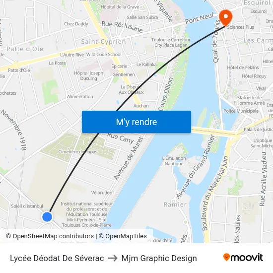 Lycée Déodat De Séverac to Mjm Graphic Design map