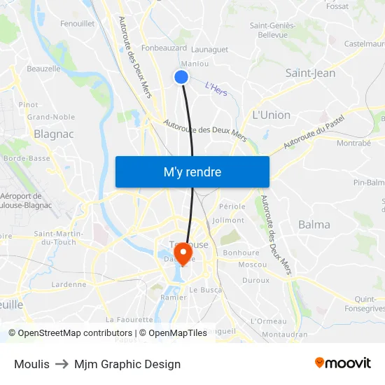 Moulis to Mjm Graphic Design map