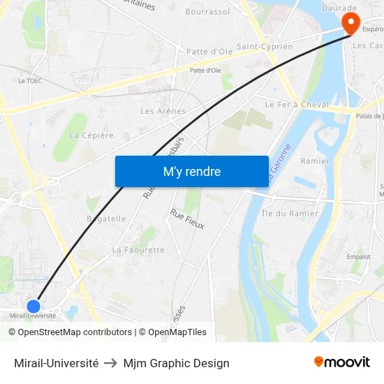 Mirail-Université to Mjm Graphic Design map