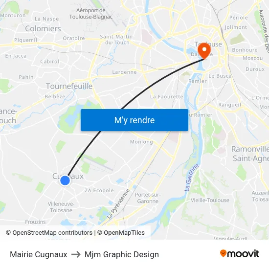 Mairie Cugnaux to Mjm Graphic Design map