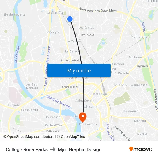 Collège Rosa Parks to Mjm Graphic Design map