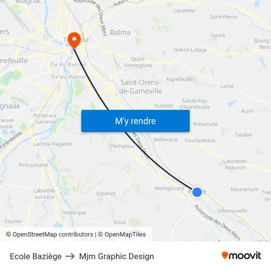 Ecole Baziège to Mjm Graphic Design map
