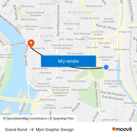 Grand Rond to Mjm Graphic Design map