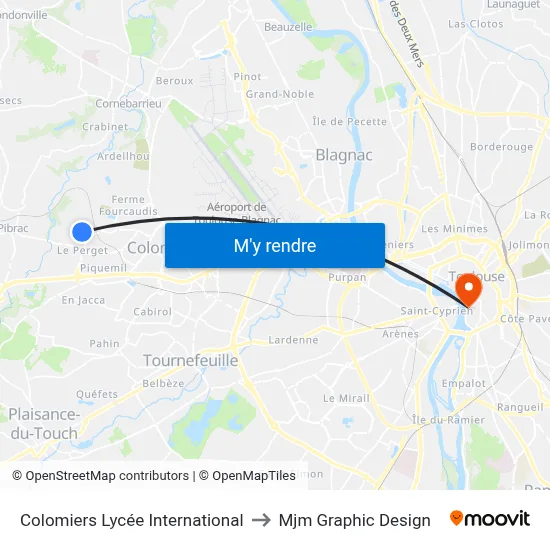 Colomiers Lycée International to Mjm Graphic Design map