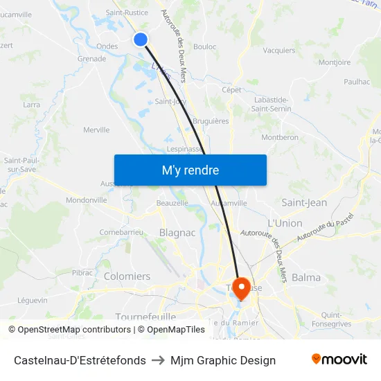 Castelnau-D'Estrétefonds to Mjm Graphic Design map