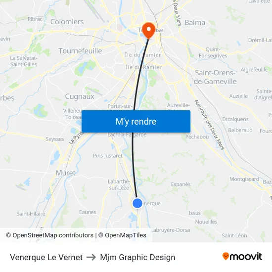 Venerque Le Vernet to Mjm Graphic Design map