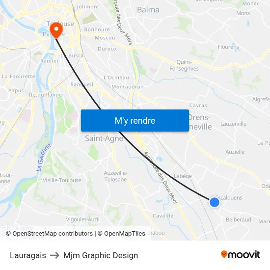 Lauragais to Mjm Graphic Design map