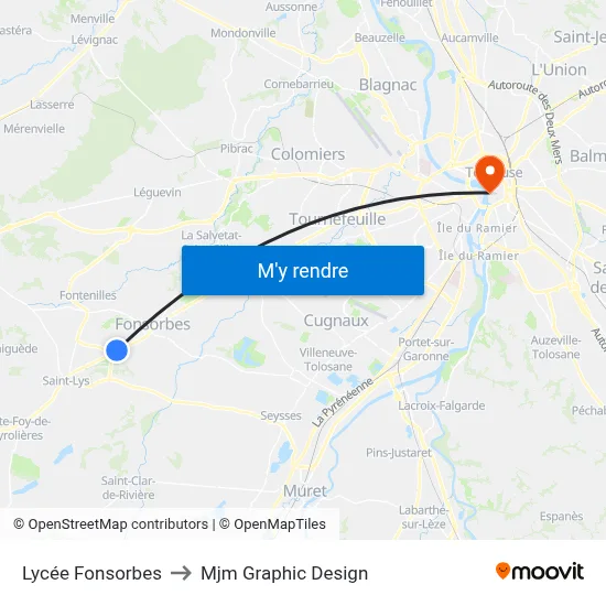 Lycée Fonsorbes to Mjm Graphic Design map