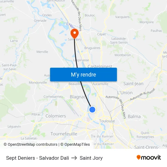 Sept Deniers - Salvador Dali to Saint Jory map