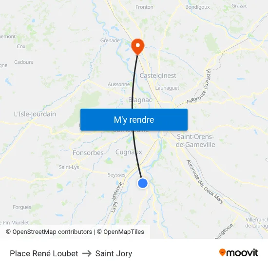 Place René Loubet to Saint Jory map