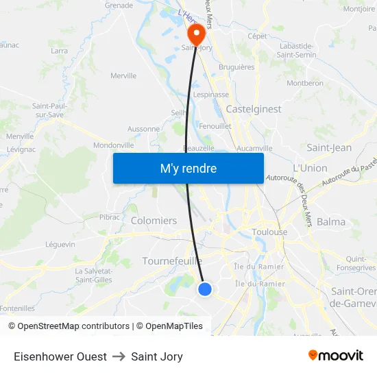 Eisenhower Ouest to Saint Jory map