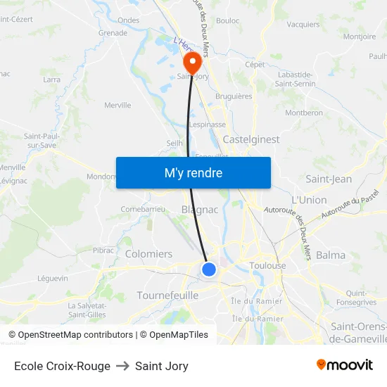 Ecole Croix-Rouge to Saint Jory map