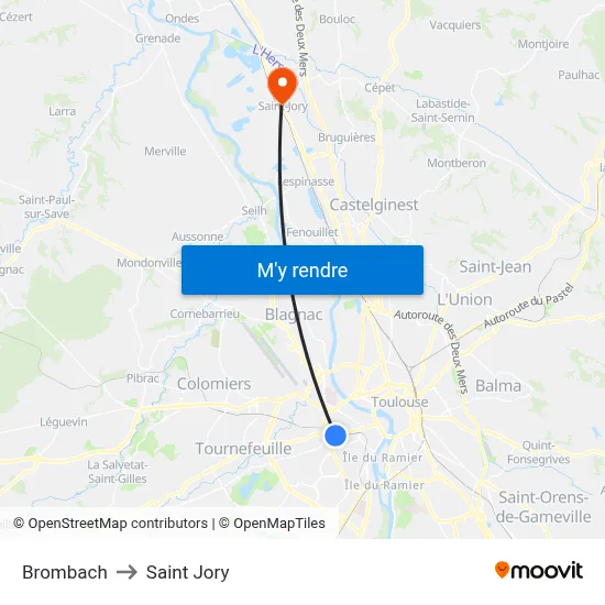 Brombach to Saint Jory map
