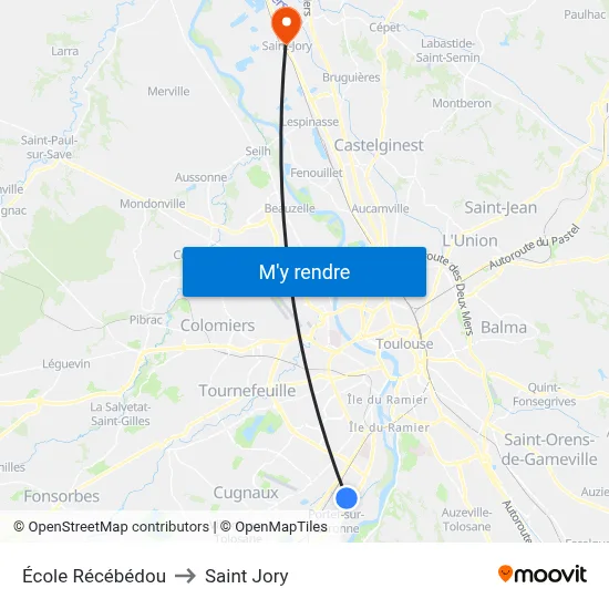 École Récébédou to Saint Jory map