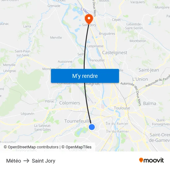 Météo to Saint Jory map