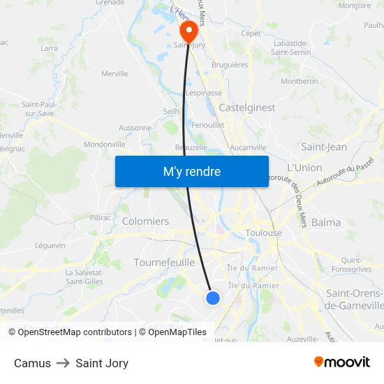 Camus to Saint Jory map