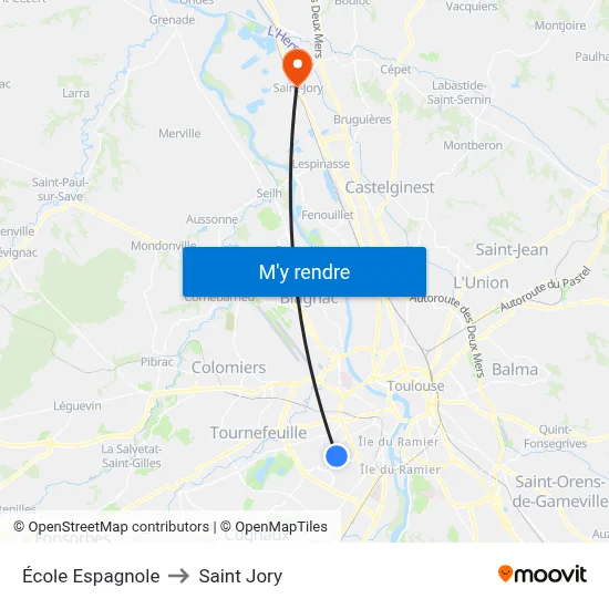 École Espagnole to Saint Jory map