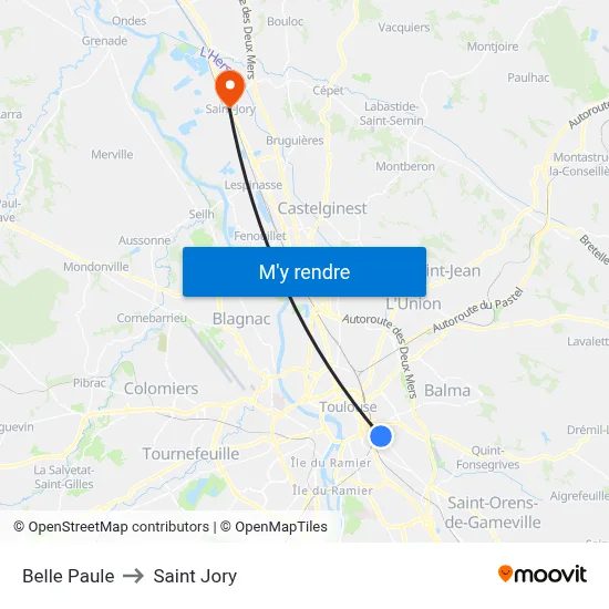 Belle Paule to Saint Jory map