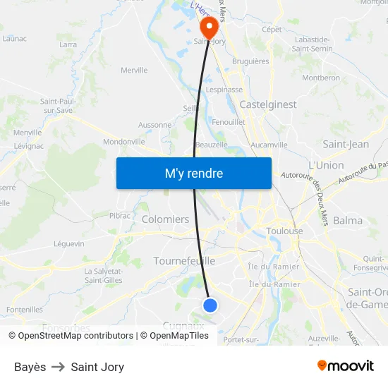 Bayès to Saint Jory map