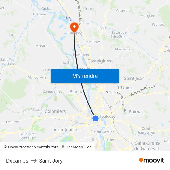 Décamps to Saint Jory map