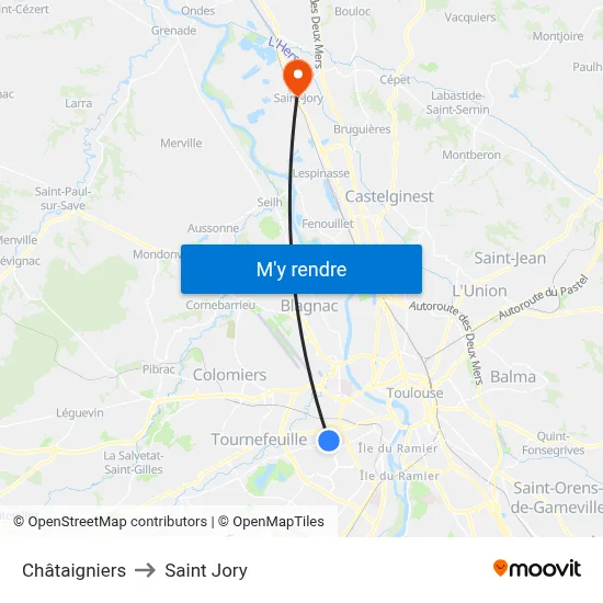 Châtaigniers to Saint Jory map