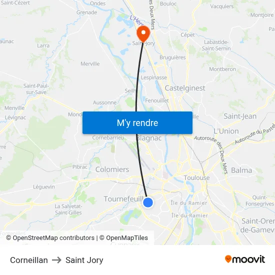Corneillan to Saint Jory map