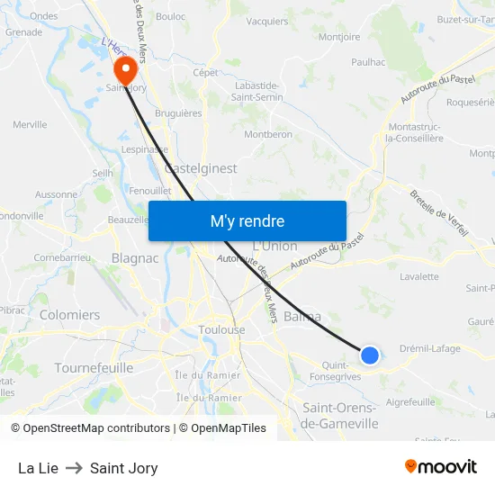 La Lie to Saint Jory map