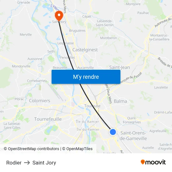 Rodier to Saint Jory map