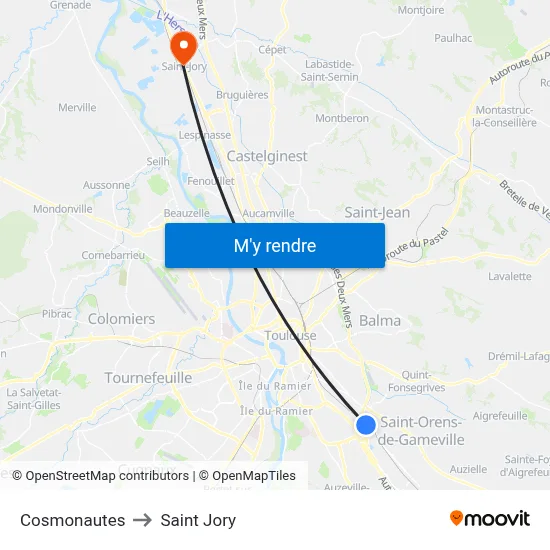 Cosmonautes to Saint Jory map