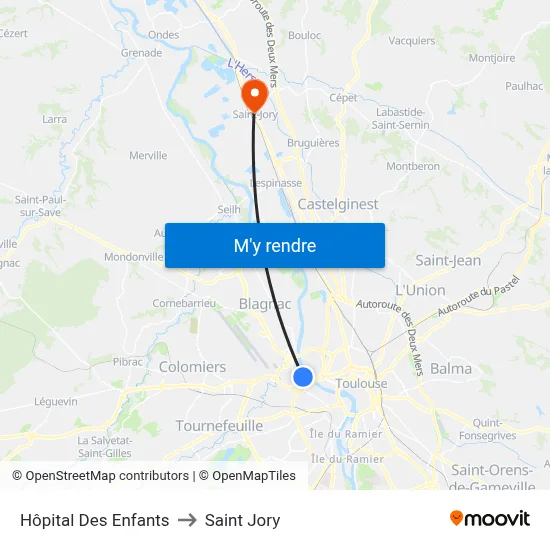 Hôpital Des Enfants to Saint Jory map