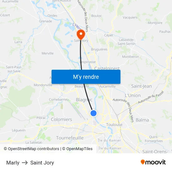 Marly to Saint Jory map