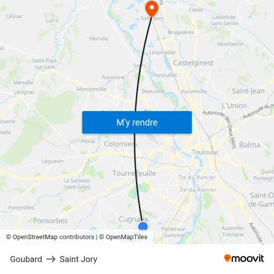 Goubard to Saint Jory map