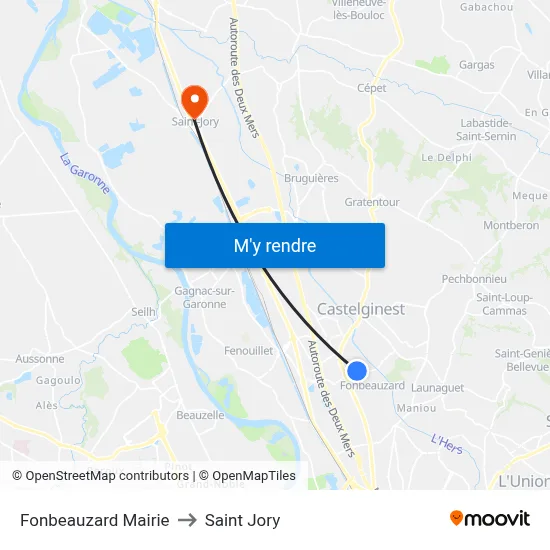 Fonbeauzard Mairie to Saint Jory map