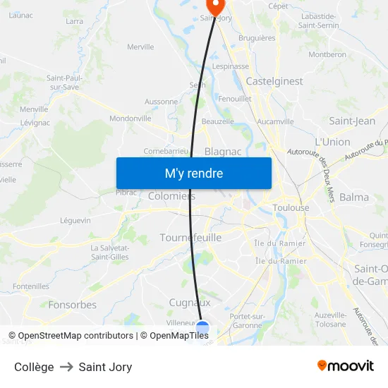 Collège to Saint Jory map