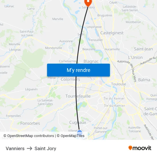 Vanniers to Saint Jory map