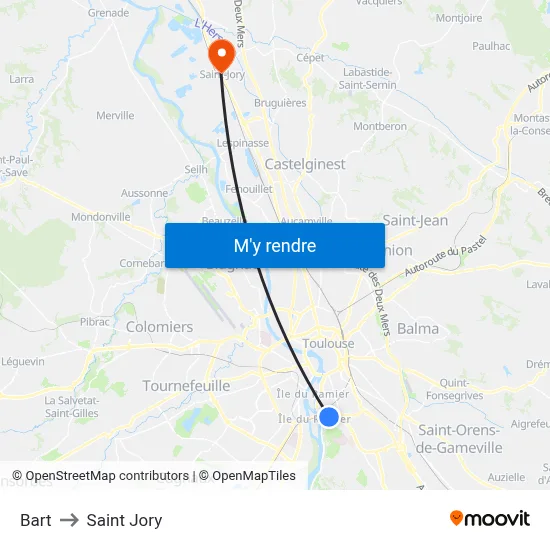 Bart to Saint Jory map