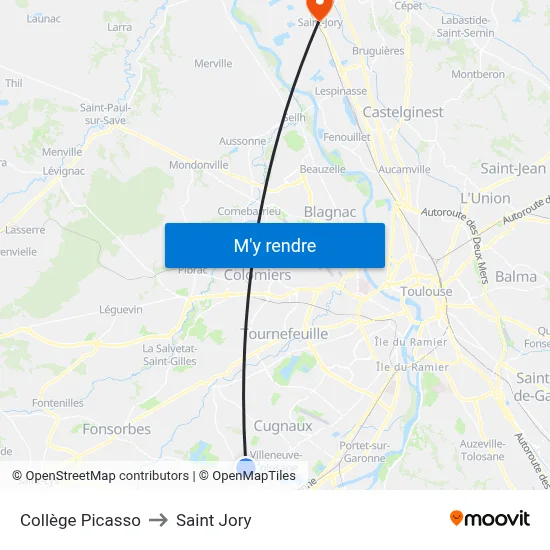 Collège Picasso to Saint Jory map
