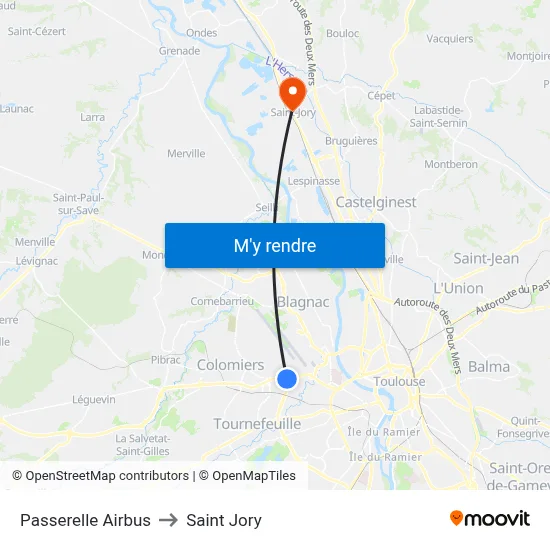Passerelle Airbus to Saint Jory map