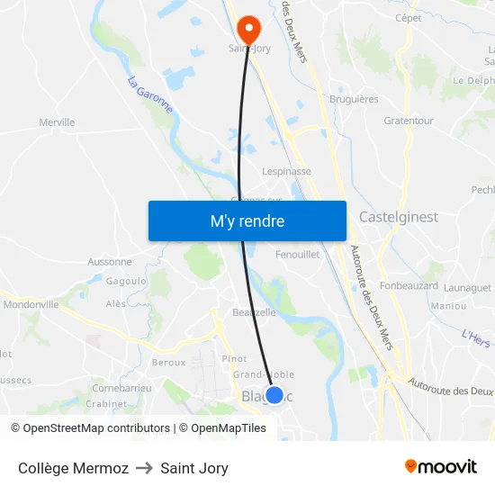 Collège Mermoz to Saint Jory map