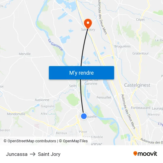 Juncassa to Saint Jory map
