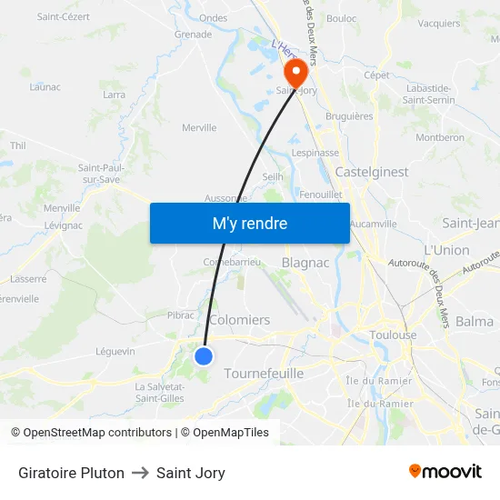 Giratoire Pluton to Saint Jory map