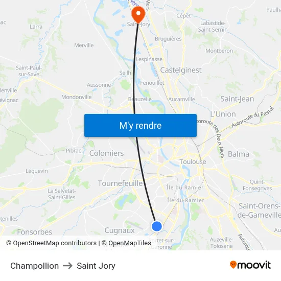 Champollion to Saint Jory map