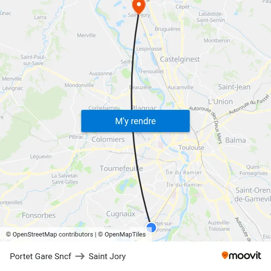Portet Gare Sncf to Saint Jory map